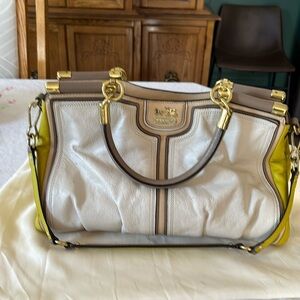 Coach Two-Tone Beige and Yellow Shoulder Bag